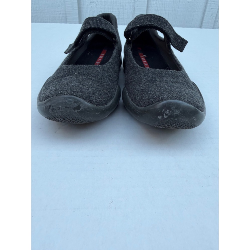 Vintage Y2K Prada Sport Mary Jane Wool Sneakers Grey Linea Rossa Vibram 2804 37 - Picture 6 of 15